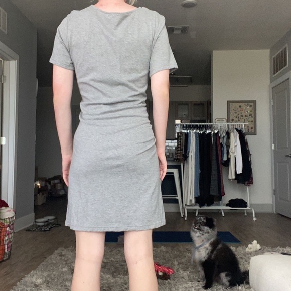 Grey tie waist t-shirt dress - Picture 3 of 3